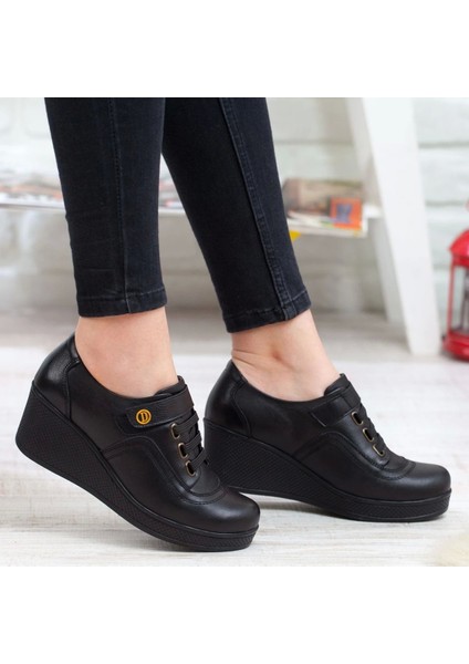 1570 Aymoda Hakiki Deri Dolgu Tabanlı Cırtlı Kadın Ayakkabısı modelleri