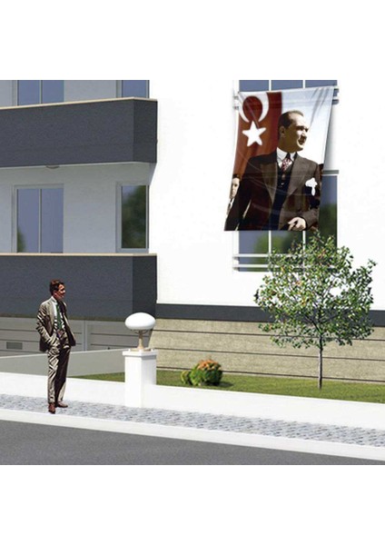 Ay - Yıldız - Sivil Mustafa Kemal Atatürk Poster Cephe Bayrağı - 1,5x2,x25 metre