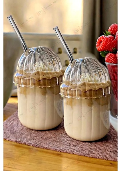 2 Adet 430 ml Oval Kapaklı Isıya Dayanıklı Mika Plastik Bardak Kahve ve Sunum Bardağı