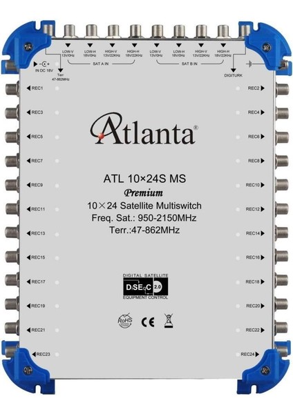 10/24 10x24 Santral Merkezi Sistem Multiswitch ( Sonlu / Karasal Aktif ) + Adaptör