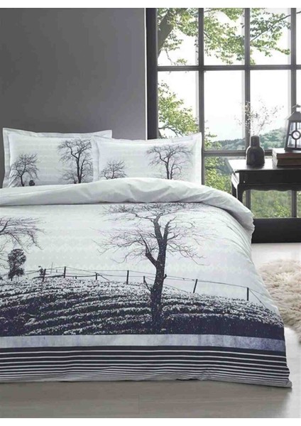 Çift Kişilik (Çarşafı Lastikli) Nevresim Takımı Wood Mor