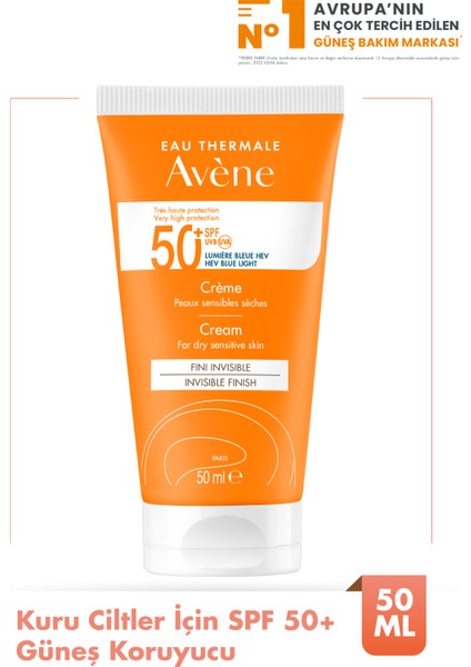 Fragrance-Free Cream Kuru Ciltler İçin Güneş Koruyucu 50 ml