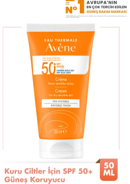 Fragrance-Free Cream Kuru Ciltler İçin Güneş Koruyucu 50 ml