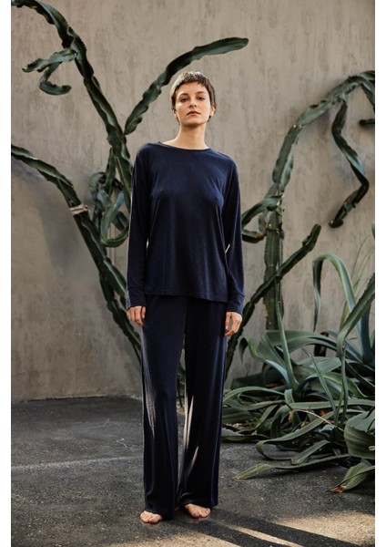 Kadın Flamlı Modal Uzun Kollu T-Shirt modelleri