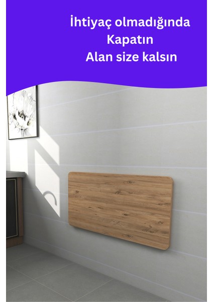 kydonia home mdf lam 4 köşesi oval çam ahşap desenli duvara monte  kırma katlanır yemek masası