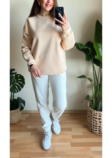 Bej Oversize Sweatshirt