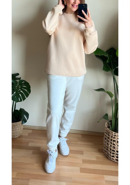 Bej Oversize Sweatshirt