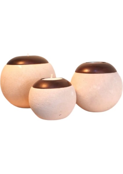 Tea Light Taş Ahşap Mumluk,beton Mumluk,tee Light Mumluk Seti