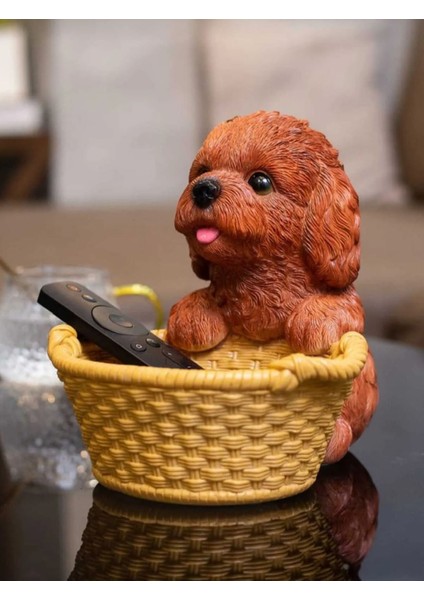 Sevimli Sepetli Köpekcik, Dekoratif Biblo, Kumandalık, Düzenleyici, Sunumluk fiyatları