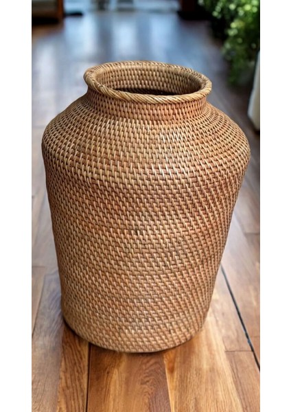Balenis Rattan Vazo,el Örmesi Rattan Küp Vazo,dekoratif Vazo