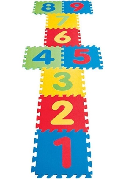 9 Parça Büyük Boy Rakamlı Sayılı Sünger Yapılı Oyun Karosu Yer Matı Puzzle - CPB7087-9852