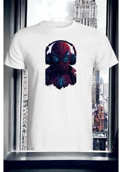 Spider Man Özel Koleksiyon Ön Taraf Baskılı Beyaz T-Shirt Tişört