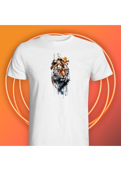 Kaplan Tasarımlı Ön Taraf Baskılı Beyaz T-Shirt Tişört fiyatları