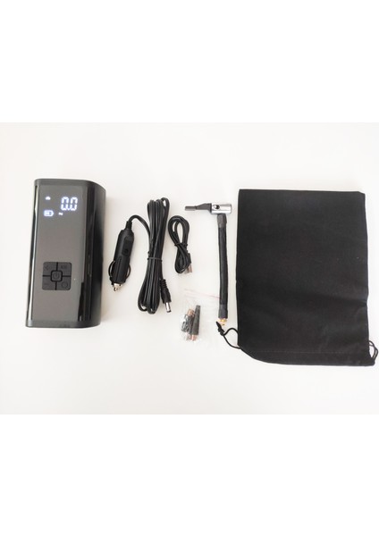 Mini Hava Kompresörü Şarzlı 12V 120PSİ Usb+Typc 60W 5 Aparatlı Lastik Top Şişirme 2491330