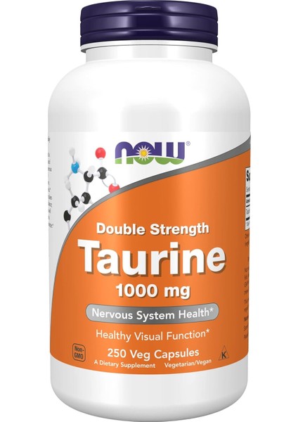 Taurine Amino Acid Free Form 1000 Mg 250 Capsules Taurin Amino Asit 250 Kapsül