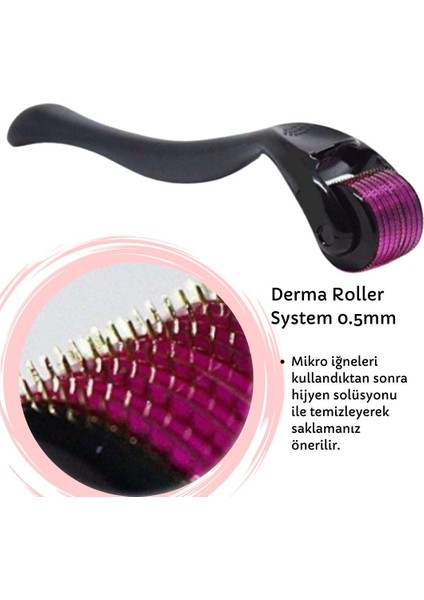 Derma Roller System 0.5 mm Titanyum 540 Mikro İğneli Saç Bakım Ürünü - Pembe Roller