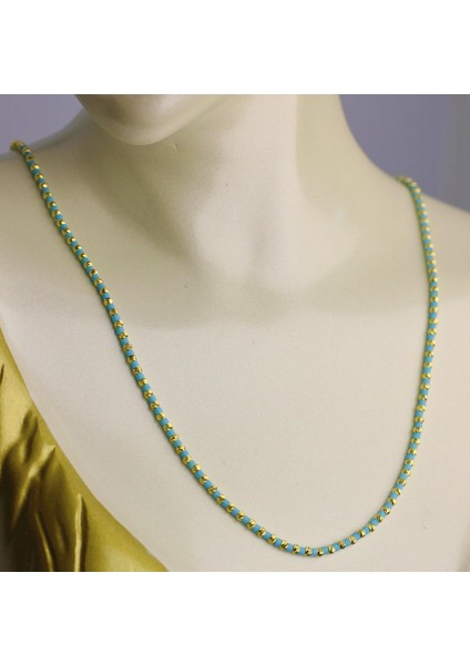 Mavi Boncuklu Dorika Kolye 14 Ayar modelleri