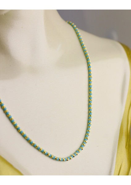 Mavi Boncuklu Dorika Kolye 14 Ayar fırsatları