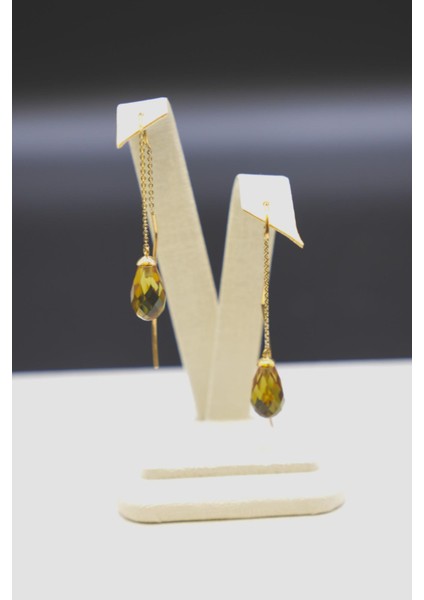 Sultanit Taşlı Drop Küpe 14 Ayar