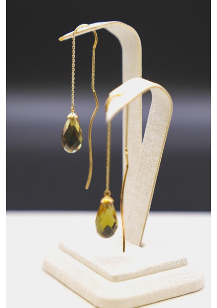 Sultanit Taşlı Drop Küpe 14 Ayar fiyatları