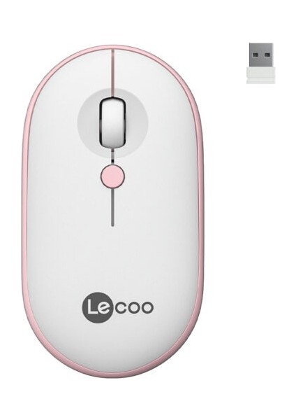 Lecoo WS212 Kablosuz Optic 1600DPI Pembe Mouse