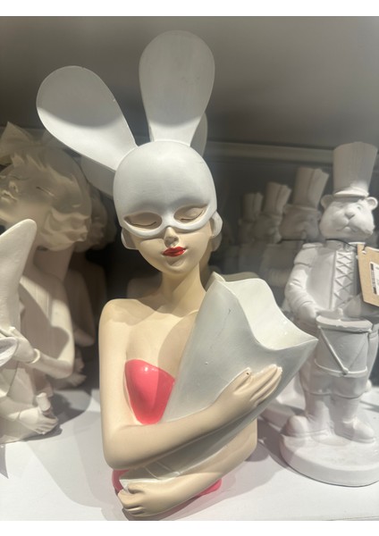 Buketli Kız Polyester Obje - Heykel, Biblo, Obje, Dekoratif Objeler, Şık Sunumlar