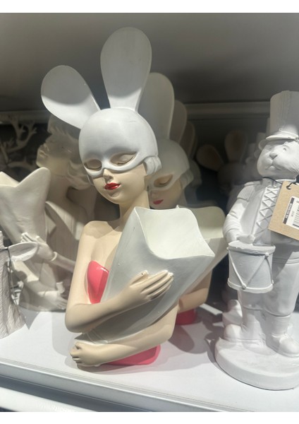 Buketli Kız Polyester Obje - Heykel, Biblo, Obje, Dekoratif Objeler, Şık Sunumlar fırsatları