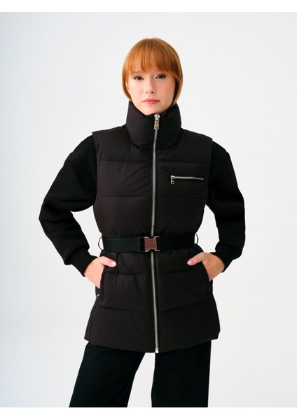 Kadın Loose Fit Siyah Yelek LF2036586