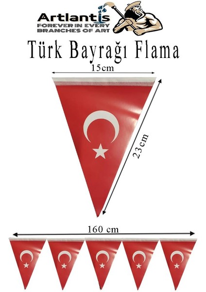 Bayrak Flama 1 Adet Ay Yıldız Bayraklı Flama Süsleme 29 Ekim 23 Nisan Üçgen Kağıt Flama Milli Bayram Süsü Sınıf Okul Sü