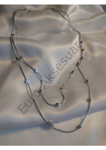 Silver Küp Detaylı Ikili Kolye fiyatları