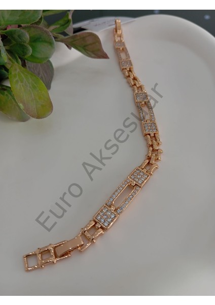 Rose Taş Detaylı Vip Bileklik