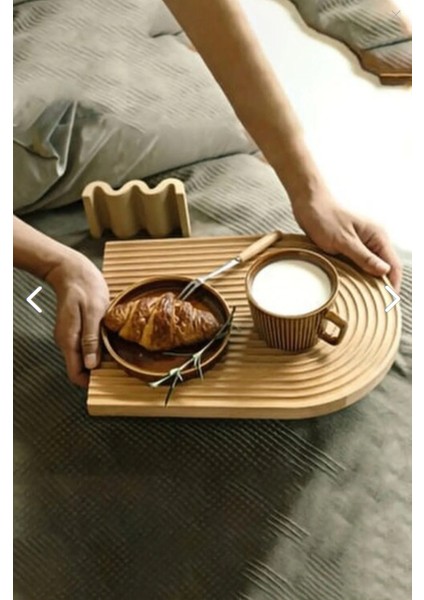 Ahşap Oymalı Yarım Gökkuşağı Dekoratif Ahşap Tepsi Sunum Tepsisi Sunumluk Banyo Tepsisi