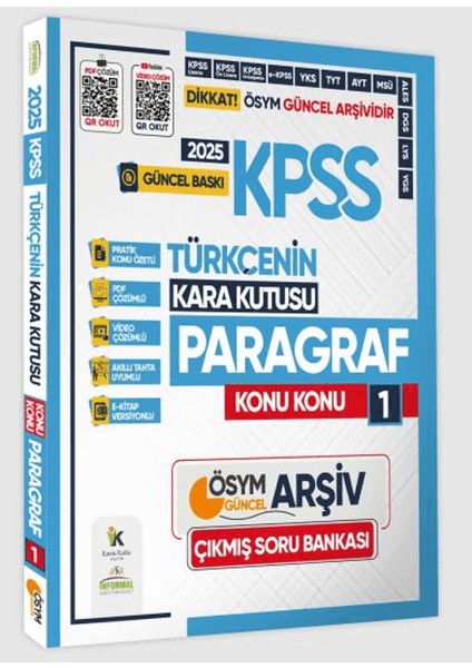2025 KPSS Türkçenin Kara Kutusu Konu Konu Paragraf 1 Konu Özetli Dijital Çözümlü Çıkmış Soru Bankası