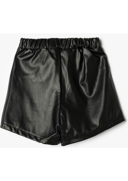 Şort Etek Deri Görünümlü Beli Lastikli Toka Detaylı fiyatları
