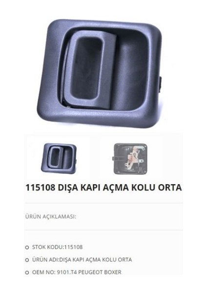Kapı Açma Kolu Dıs Orta Boxer Iı 9101T4 Sot