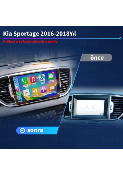 Kia Sportage 2016-2018 Yıl Android Sürüm 13 Kablosuz Carplay Navigasyon Multimedya 9 Inç Ekran 2Gb Ram+ 32Gb Rom Hafıza Çerçeveli ve arka görüş kameralı fırsatları