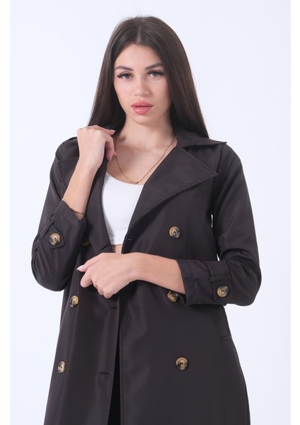 Siyah Ekose Astarlı Düğmeli ve Kemerli Trençkot 0204049.01 indirimleri