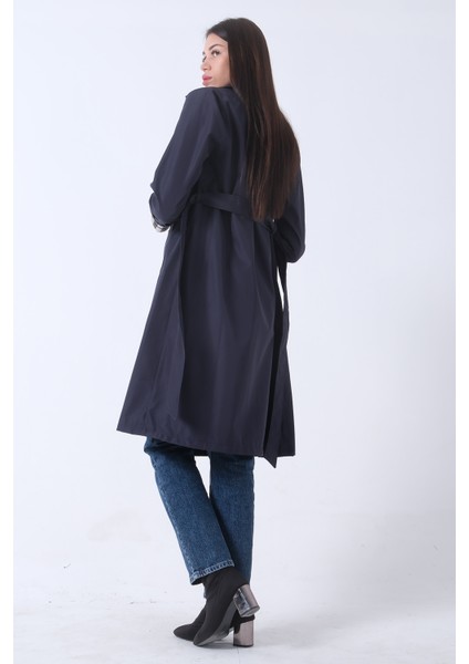 Lacivert Ekose Detaylı Düğme ve Kuşaklı Trençkot 0202027.02 indirimleri