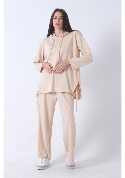 Taş Yanları Bağlamalı Kapüşonlu Tunik Pantolonlu Takım 46377.50
