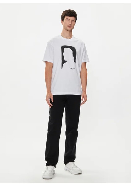 Bisiklet Yaka Baskılı Beyaz Erkek T-Shirt 245D1709_KLJ Regular Karl Sslv Tee