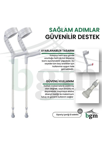 Koltuk Değneği Ayarlanabilir Kanedyen Değnek 1 Çift Yüksek Kalite Ortopedik Yürüme Desteği