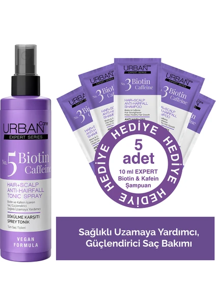 Urban Care Expert Serisi BiotinKafein Saç Toniği 200 Ml+ Expert Şampuan 5x10 Ml