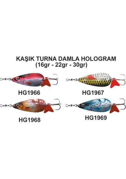 Turna Kaşık Damla Hologram Döner Kaşık Olta 22 gr