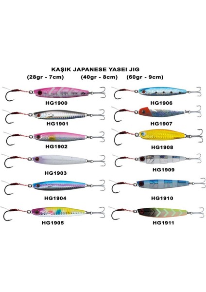 Japanese Yasei 28GR Jig Kaşık Suni Yem Balık