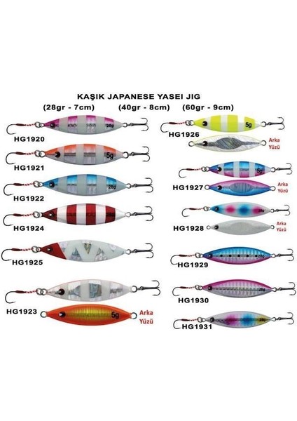 Japanese Yasei 60 gr Jig Kaşık Suni Yem Balık HG1920