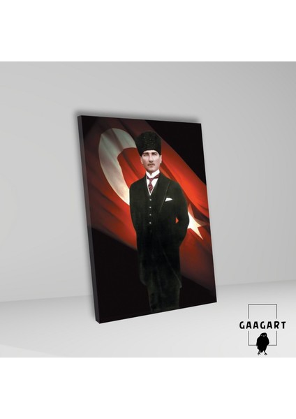 Tekli Dikey Kanvas Duvar Tablosu Türk Bayrağı ve Atatürk fiyatları