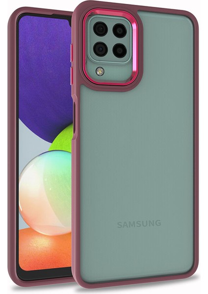 Samsung Galaxy A22 4g Kılıf Kamera Çıkıntılı Arkası Şeffaf Köşeleri Parlak Renkli Işlemeli Flora Kapak