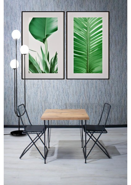 70x70 Katlanır Sandalye Takımı 2 Kişilik Mutfak Masası - Yemek Masası - Cafe Masası - Çam