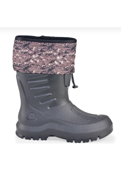 Erkek Siyah Su Geçirmez Balıkçı Motorcu Kurye Avcı Yağmur Kar Çizmesi Termal Çoraplı