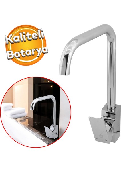 Kaliteli Lavabo Musluk Banyo Mutfak Evye Bataryası Sıcak Soğuk Su Girişli 1.390 kg Çeşme Krom Renk